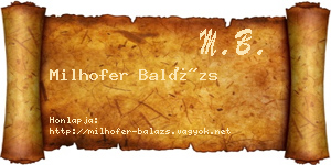 Milhofer Balázs névjegykártya